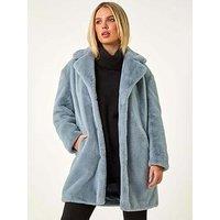 Roman Petite Longline Fur Coat - Blue