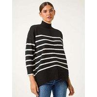 Roman Relaxed Stripe Soft Knit Jumper - Black
