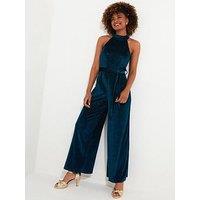 Joe Browns Statement Velour Jumpsuit - Teal