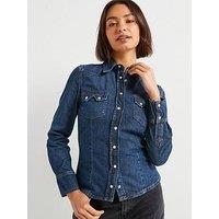 Mango Western Denim Shirt - Blue