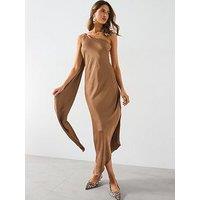 Mango One Shoulder Dress - Natural