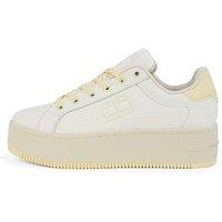Tommy Jeans Flatform Logo Trainers - White/Yellow
