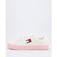 Tommy Jeans Outsole Logo Trainer - White/Pink