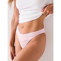 Calvin Klein Logo Lace Trim Thong - Pink