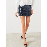 Mango Sequin Skirt - Navy