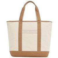 Tommy Hilfiger Logo Summer Canvas Tote - Beige