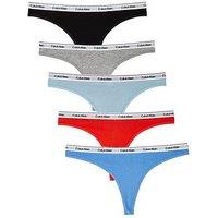 Calvin Klein 5 Pack Modern Logo Thong - Black