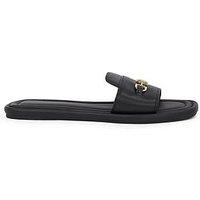 Tommy Hilfiger Leather Horsebit Mule Sandals - Black