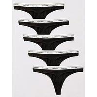 Calvin Klein 5 Pack Modern Logo Thong - Black
