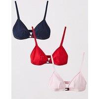 Tommy Hilfiger 3 Pack Heritage Triangle Bralette - Pink