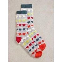 White Stuff Multi Heart Cabin Sock - Grey