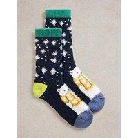 White Stuff Cosy Polar Bear Cabin Sock - Navy