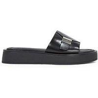 Calvin Klein Flatform Leather Sandal - Black