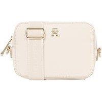 Tommy Hilfiger Logo Flap Canvas Mini Tote Bag - Cream/Navy