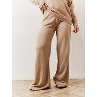 In The Style Knitted Wide Leg Co-Ord Trouser - Oatmeal