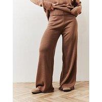 In The Style Knitted Wide Leg Co-Ord Trouser - Brown