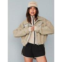 P.E Nation Womens Training Shelter Sherpa Jacket - Beige