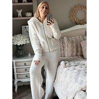 In The Style Stacey Solomon Fluffy Knit Wide Leg Co-Ord Trousers - Cream