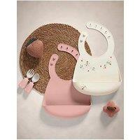 Mamas & Papas 2 Pack Silicone Bibs - Floral Berry