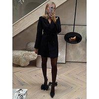 In The Style Perrie Sian Bow Back Detail Mini Blazer Dress - Black