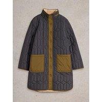 White Stuff Carmel Borg Lined Quilted Coat - Grey