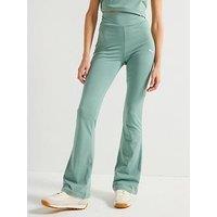 Puma Womens Essentials Logo High-Waisted Flared Leggings - Green