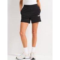 Puma Womens Essentials Small No 1 Logo 5 High-Waist Shorts - Black