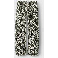 Name It Girls Zebra Print Twill Wide Leg Trousers - Black