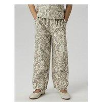 Name It Girls Snake Print Wide Leg Trousers - Buttercream