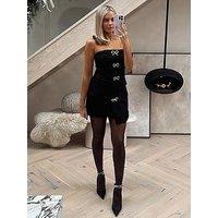 In The Style Perrie Sian Asymetric Hem Boucle Skirt - Black