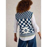 White Stuff Geo Mix Button Tank - Blue