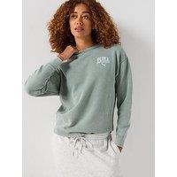 Puma Womens Class Washed Crew Fleece - Green