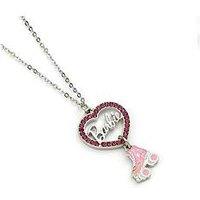 Barbie Crystal Heart And Roller Skate Necklace