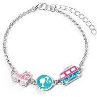 Barbie Charm Bracelet With Three Enamelled Fun Charms - Silhouette, Skate, & Camper Van