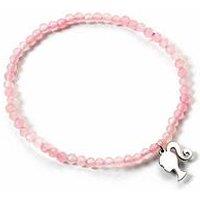 Barbie Sterling Silver Silhouette Charm & Rose Quartz Bead Bracelet