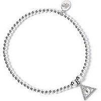 Harry Potter Sterling Silver Deathly Hallows Ball Bead Bracelet With Crystals