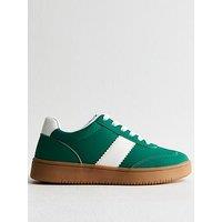 New Look Side Stripe Lace Up Trainers - Green