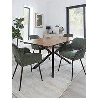 Very Home Chopstick 160 Cm Rectangle Wood Top Table + 4 Sheldon Dining Chairs - Brown/Green