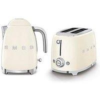 Smeg 50'S Style Kettle And 2 Slice Toaster, Cream