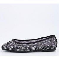 V By Very Extra Wide Fit Mesh Ballerina - Black