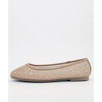 V By Very Extra Wide Fit Mesh Ballerina - Nude