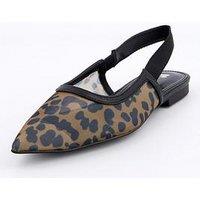V By Very Leopard Pointed Ballerina - Black