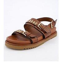 V By Very Wide Fit Studded Buckle Sandal - Brown