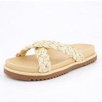 V By Very Wide Fit Raffia Footbed Sandal