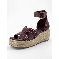 V By Very Wide Fit Mid Height Wedge - Dark Burgundy