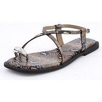 V By Very Strappy Flat Sandal With Metal Embellishment - Snake
