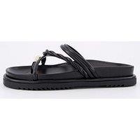 V By Very Chunky Strappy Flat Sandal With Metal Embellishment - Black