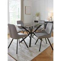 Very Home Chopstick Black 130 Cm Rectangular Dining Table + 4 Marlow Grey Chairs