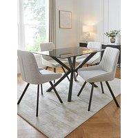 Very Home Chopstick Black 130 Cm Rectangular Dining Table + 4 Marlow Boucle Chairs