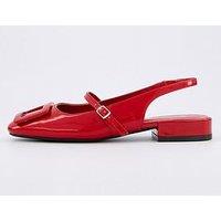 V By Very Sling Back Low Heel Shoe With Detail - Red